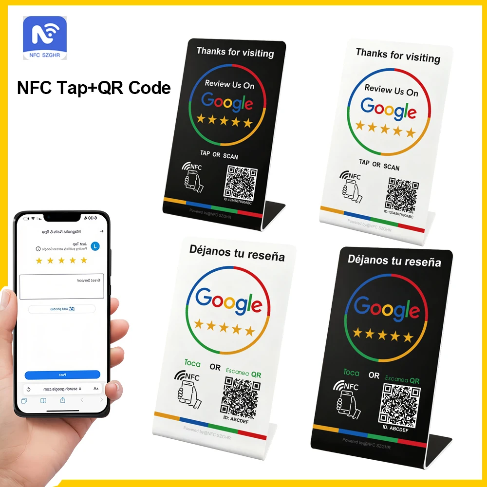 NFC215 Programmable Stand QR Code Card 13.56Mhz Free Unlimited Modification QR code NFC Google Review Card Improve Store Reviews