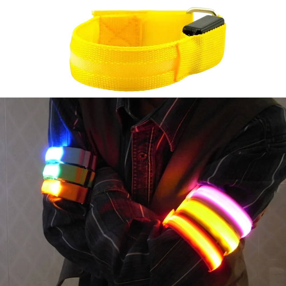 1 قطعة/2 قطعة ليلة تشغيل شارة مصباح ليد الرياضة في الهواء الطلق حزام الأمان الذراع الساق تحذير معصمه الدراجات دراجة دراجة أضواء