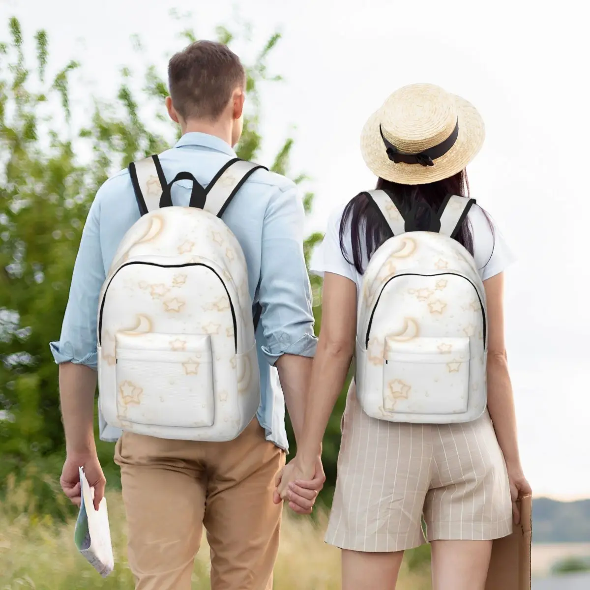 

Рюкзак со звездами и луной, студенческая сумка для книг для мальчиков и девочек, детская школьная сумка, сумки на плечо для ноутбука для мужчин и женщин