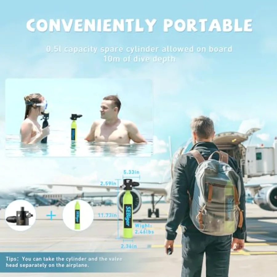 Mini scuba tank for underwater exploration aviation aluminum black DOT certified with extended diving time view 4