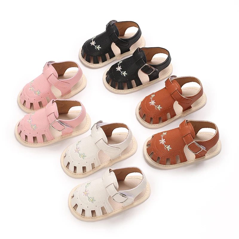 Embroidery Toddler Shoes Baby Soft Soled Sandals Lace Soft Soled Shoes Beach Shoes Slippers Non Slip Sandals 0-18M First Walkers