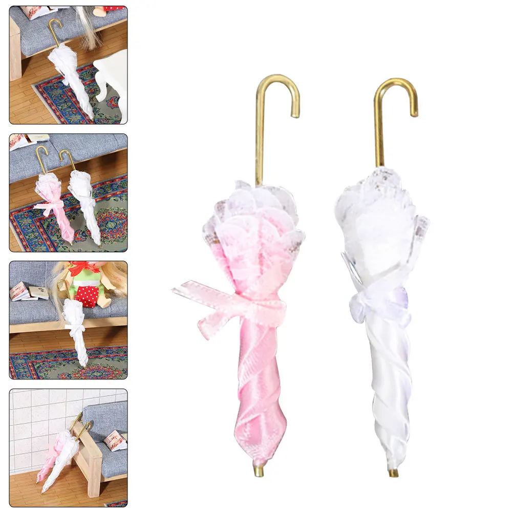 2 قطعة صغيرة لديكور المنزل أثاث صغير للأطفال أثاث صغير تعليمي مظلة منزلية صغيرة لعبة دعامة صور للحفلات #4