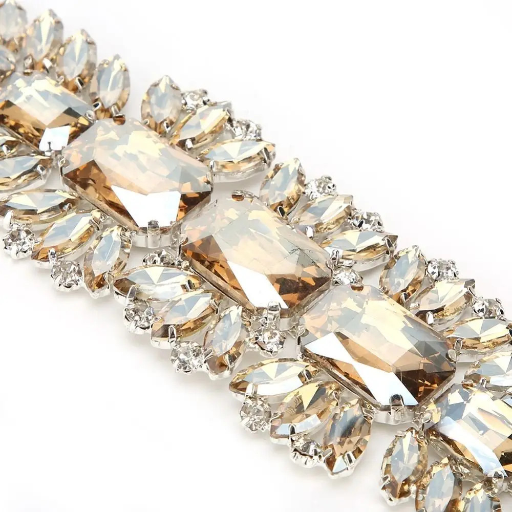 2pcs Close Chain Crystal Rhinestone Chain Rhinestones Trims Sparkly Applique Rhinestone Chain Trim Sparkly Rhinestone Applique