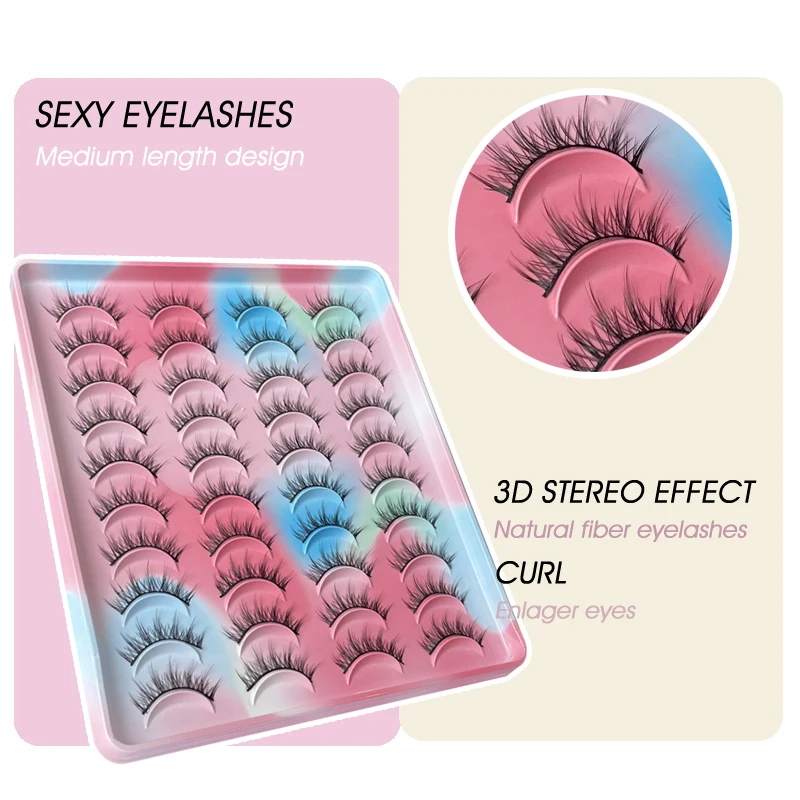 Full Stripe Lashes 20 Pairs Fluffy Dramatic 3D Mink Eyelash Natural Thick Soft Russia False Eyelashes Women Girls Makeup Gift