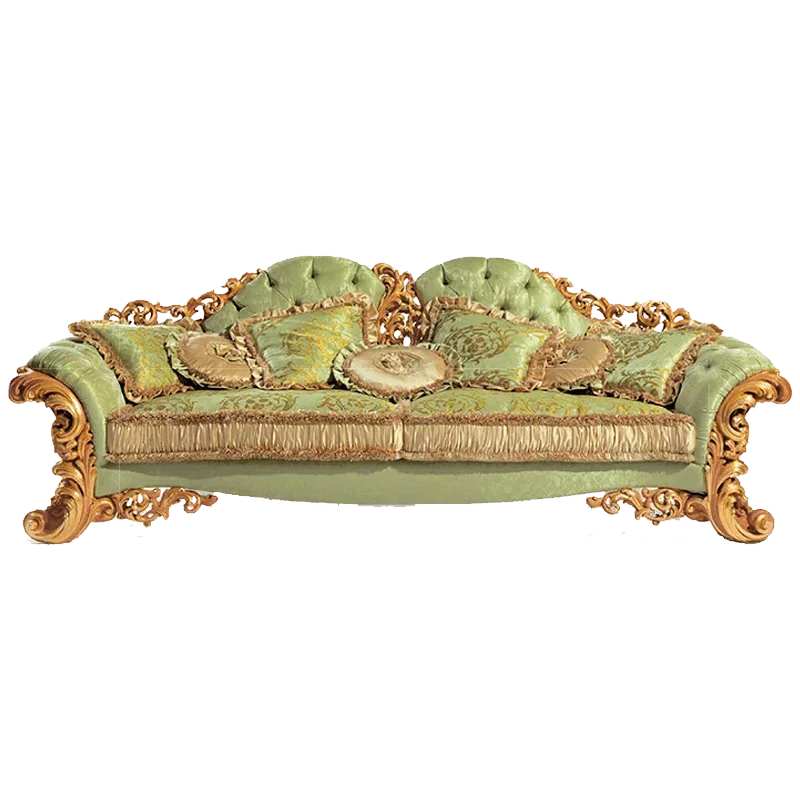 European style living room solid wood carved sofa French shell parquet cloth sofa tea table luxury villa furniture