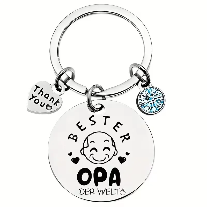 Best Grandpa Grandma Ever Engraved Stainless Steel Keychain Rhinestones Pendant Thanksgiving Father's Day Mother's Day Gifts