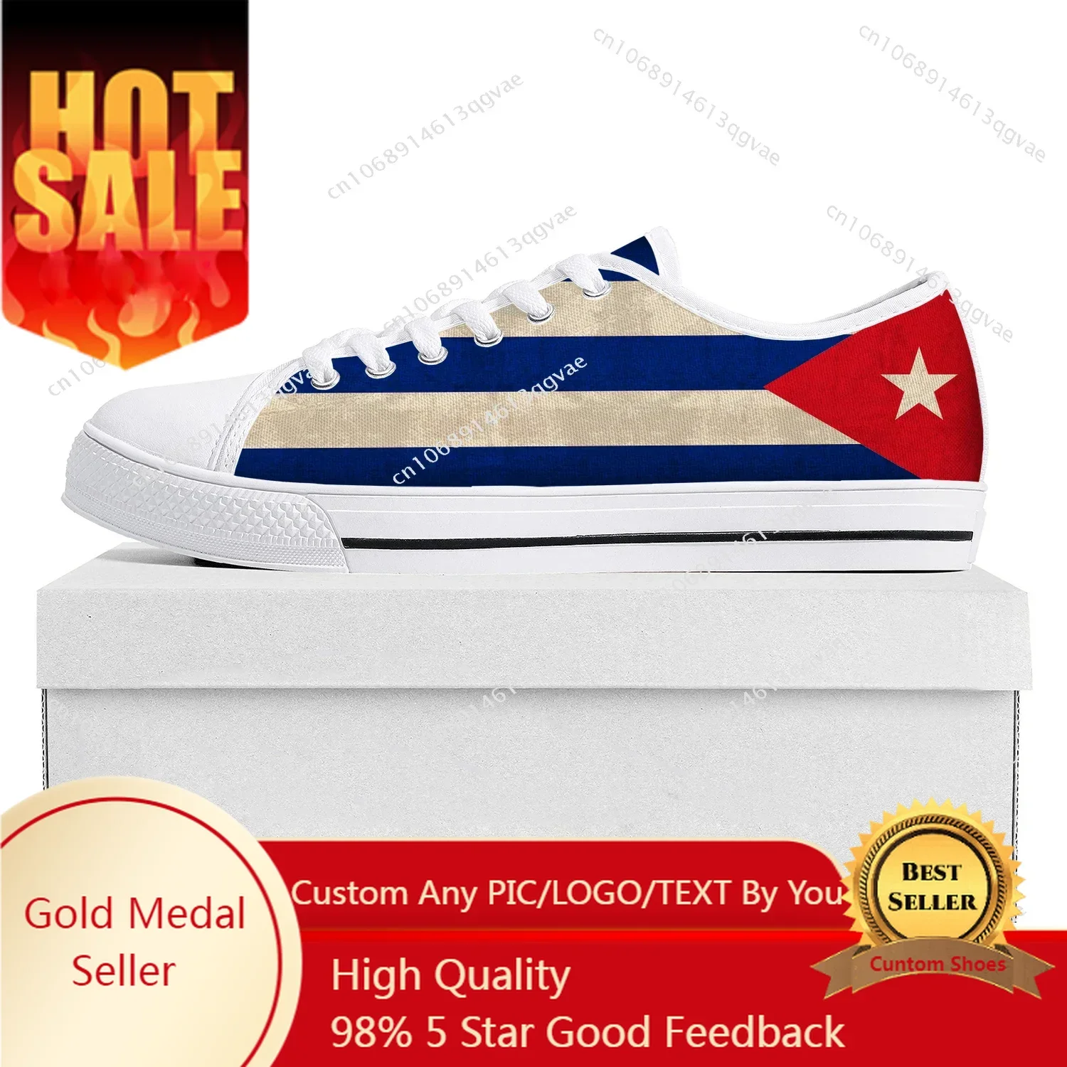 

Cuban Flag Low Top High Quality Sneakers Mens Womens Teenager Canvas Sneaker Cuba Casual Couple Shoes Custom Shoe White