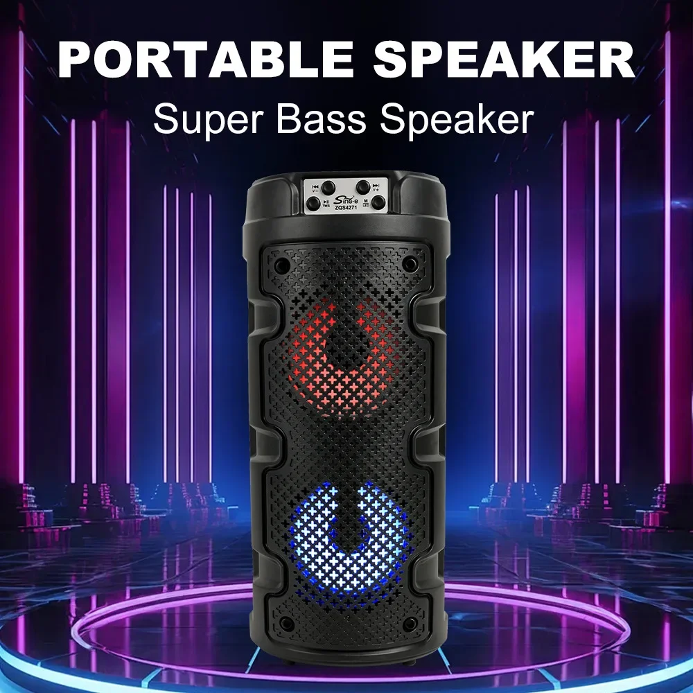 

Outdoor Camping Subwoofer with RGB Colorful Lamp Wireless Bluetooth Speaker High Quality Soundbox Portable Card Insertion Box