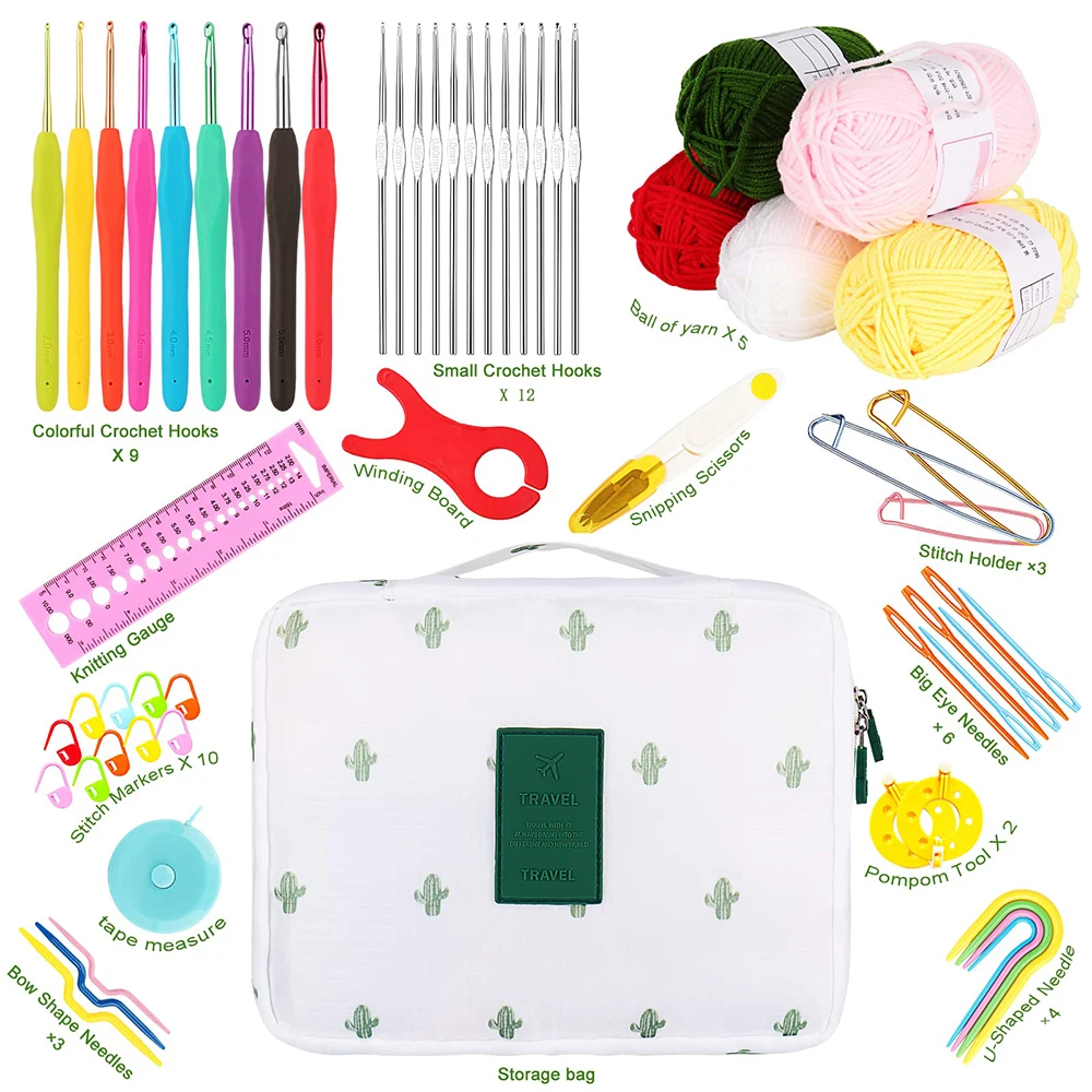 53Pcs Crochet Hook Kit Weaving Knitting Needles Set DIY Arts Craft Sewing Tools Accessories Crochet Supplies Storage Bag