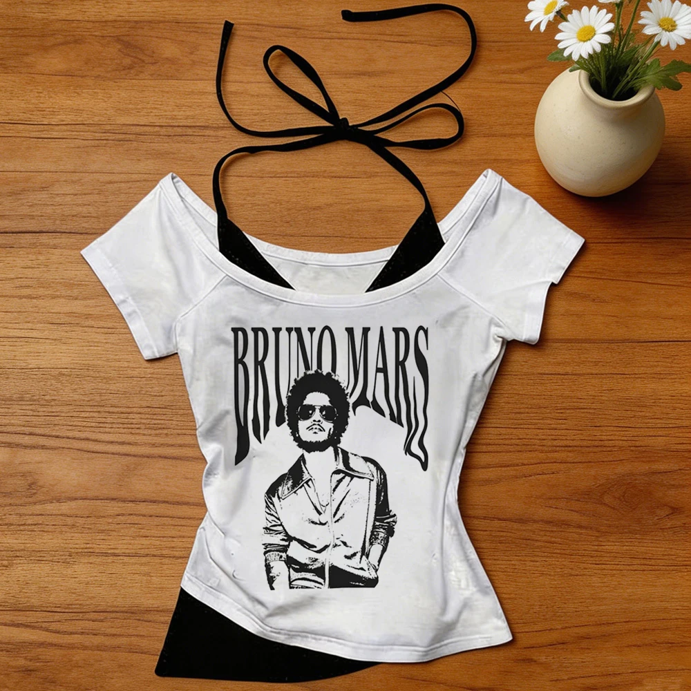 Bruno Mars cropped top girl graphic japanese japan scene  top tees clearance sales manga graphic