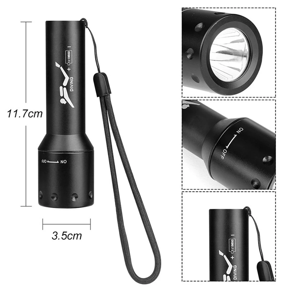 Scuba Diving Flashlight Dive Torch High Lumen Waterproof Underwater Submarine Lights for Under Water Deep Sea Cave at Night - Image 2