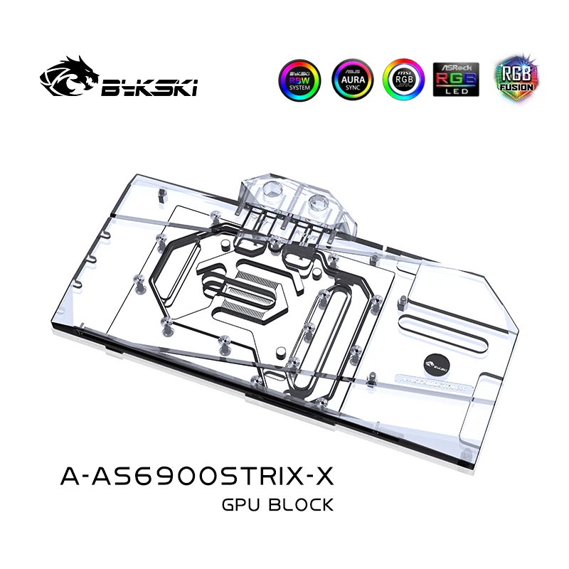 Imagem -02 - Bykski A-as6900strix-x Gpu Bloco para Asus Rog Strix lc Rx6900xt O16g Gaming Cobertura Completa com Placa Traseira Vga Gpu Líquido Cooler