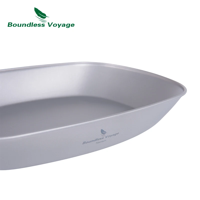 Boundless Voyage Titanium Plate Ultralight Metal Dish Outdoor Camping Pan Tableware Fish Fruits Snacks Vegetable Dinner Plate