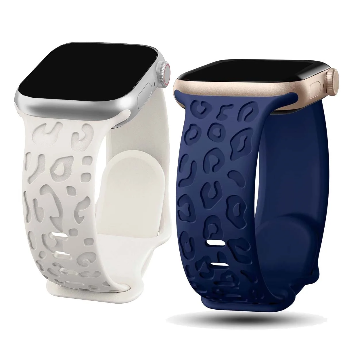 Apple Watch用の刻印ストラップ,ヒョウ柄のシリコンブレスレット,iwatchシリーズ7,se,3,6,8,ultra,44mm, 40mm, 45mm, 49mm 41mm, 38mm, 42mm