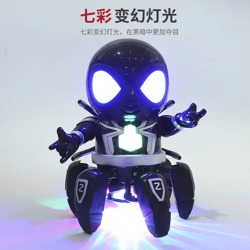 Spider Man Actiefiguren Dansende Robot Muzikale Lichte Elektrische Pop Speelgoed Zwarte Spiderman Baby Kinderen Grappig Speelgoed Verjaardagscadeau