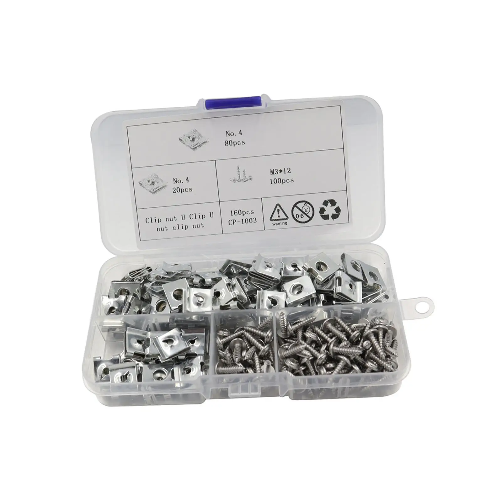 200 Pieces Car U Clip with Screw Car Fastener Clips Saving Time Assortment Set for Dash Door Panel Interior U Type