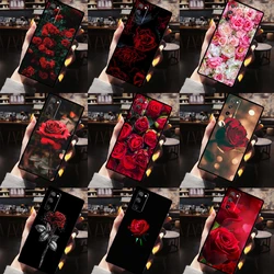 Bright Red Roses Flowers Case For Samsung Galaxy S21 S22 Ultra Note 20 S8 S9 S10 Note 10 Plus S20 FE Phone Shell