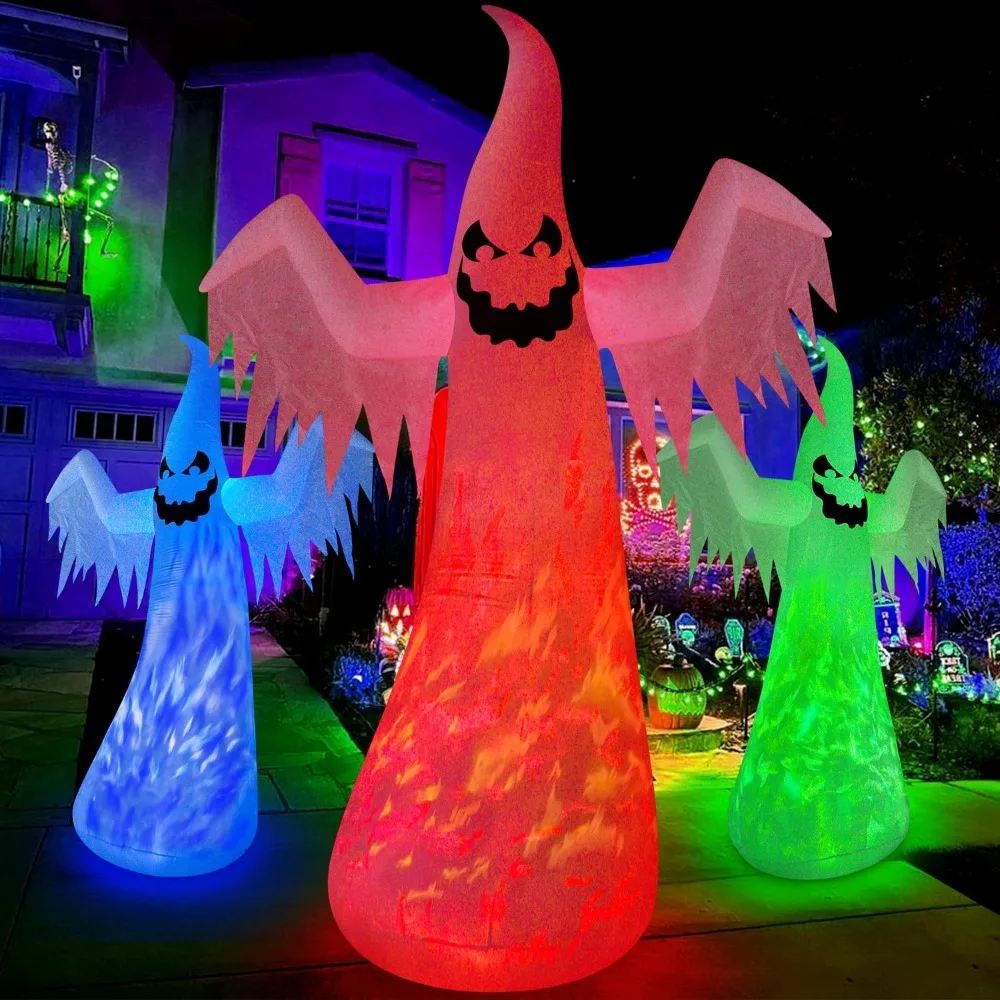 

12FT Giant Halloween Inflatables Decorations Outdoor Ghost Built-in 3-Color