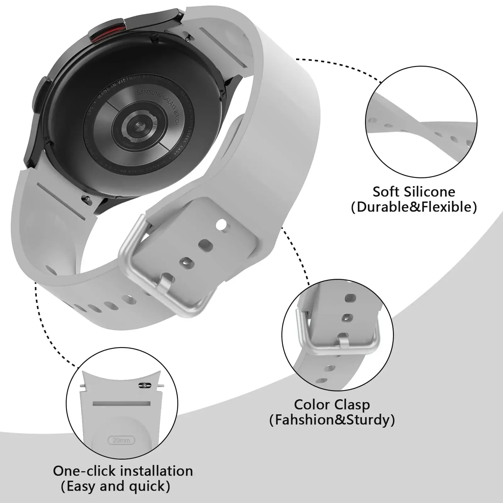 Case+Original Strap For Samsung Galaxy Watch 6 5 40mm 44mm Sports Bracelet Watchband galaxy watch 6 classic 47mm 43mm 5 pro 45mm image 6