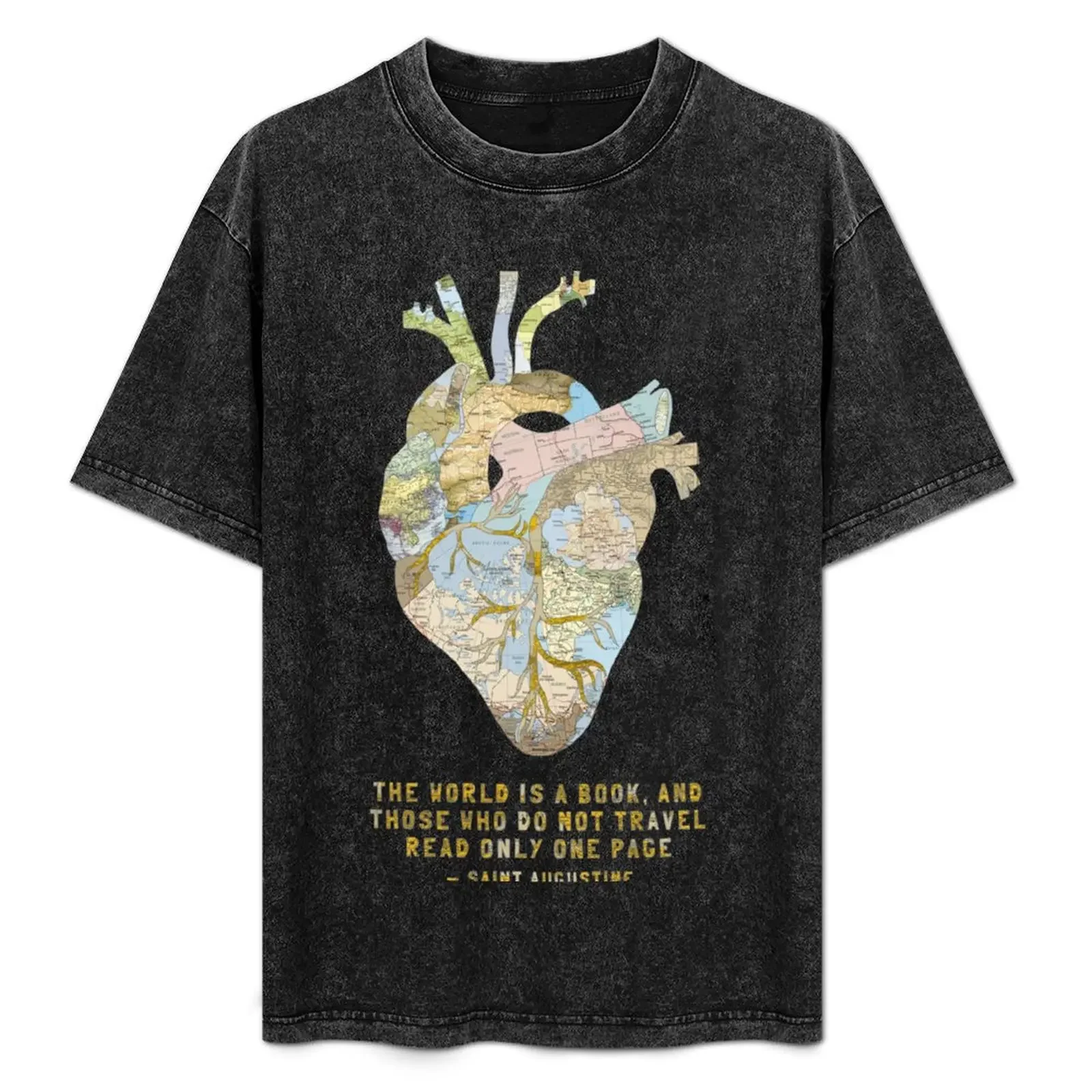 

A Traveler's Heart + Quote T-Shirt blue lock vintage t shirts summer shirt luxury clothes men