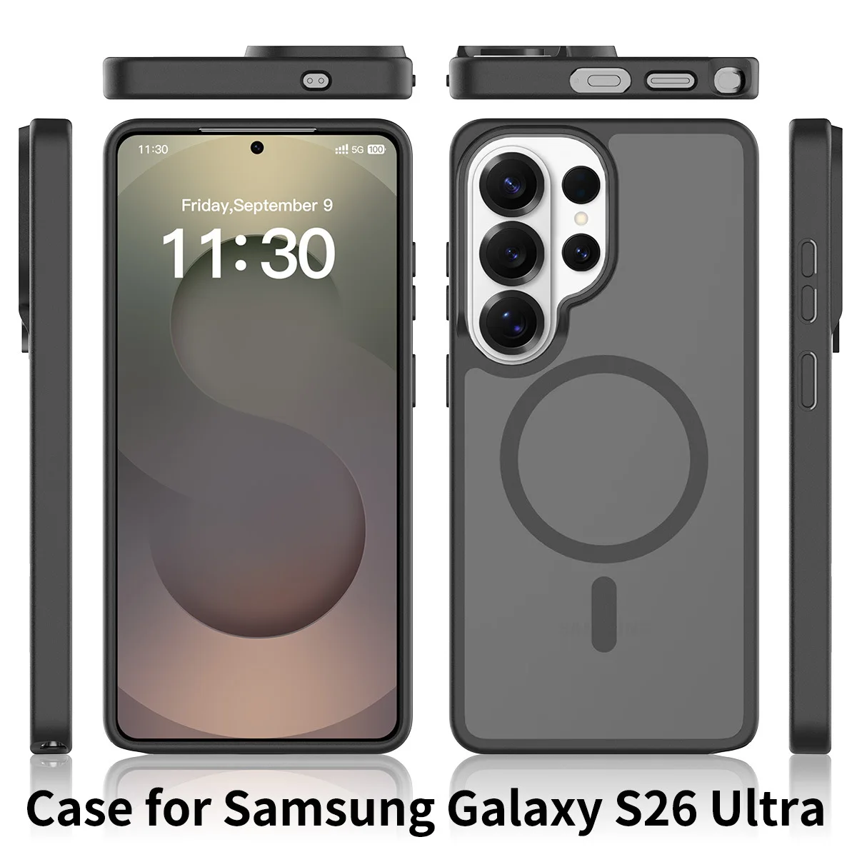 حافظة جلدية غير لامعة 2 في 1 لهاتف سامسونج S26 Edge Ultra S25 Ultra S24 FE Ultra A06 07 A25 A55 A35