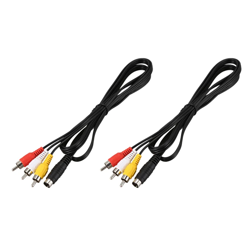 2 Pcs 1.5M 4.9Ft 3 Rca Male To 4 Pin S-Video Male Tv Pc Conversion Cable