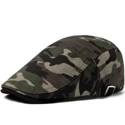 CNTANG-boina de camuflaje para hombre, gorra de Sol de lino y algodón, fina, transpirable, visera plana, informal, ajustable