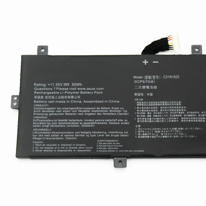 C31N1620 Laptop Battery for UX430 UX430UQ UX430UQ-GV015T PRO PU404 PU404UF 11.55V 50WH