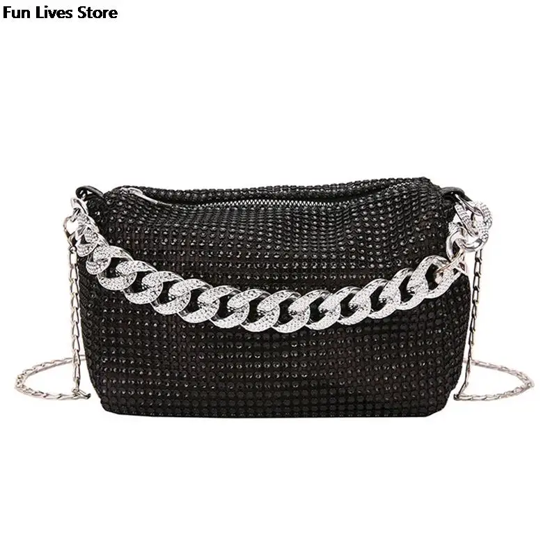 Wedding Rhinestone Shoulder Purse Party Popular Handbags Women Trendy Totes Bag Ladies Chains Diamand Bucket Bags Sexy Handbag