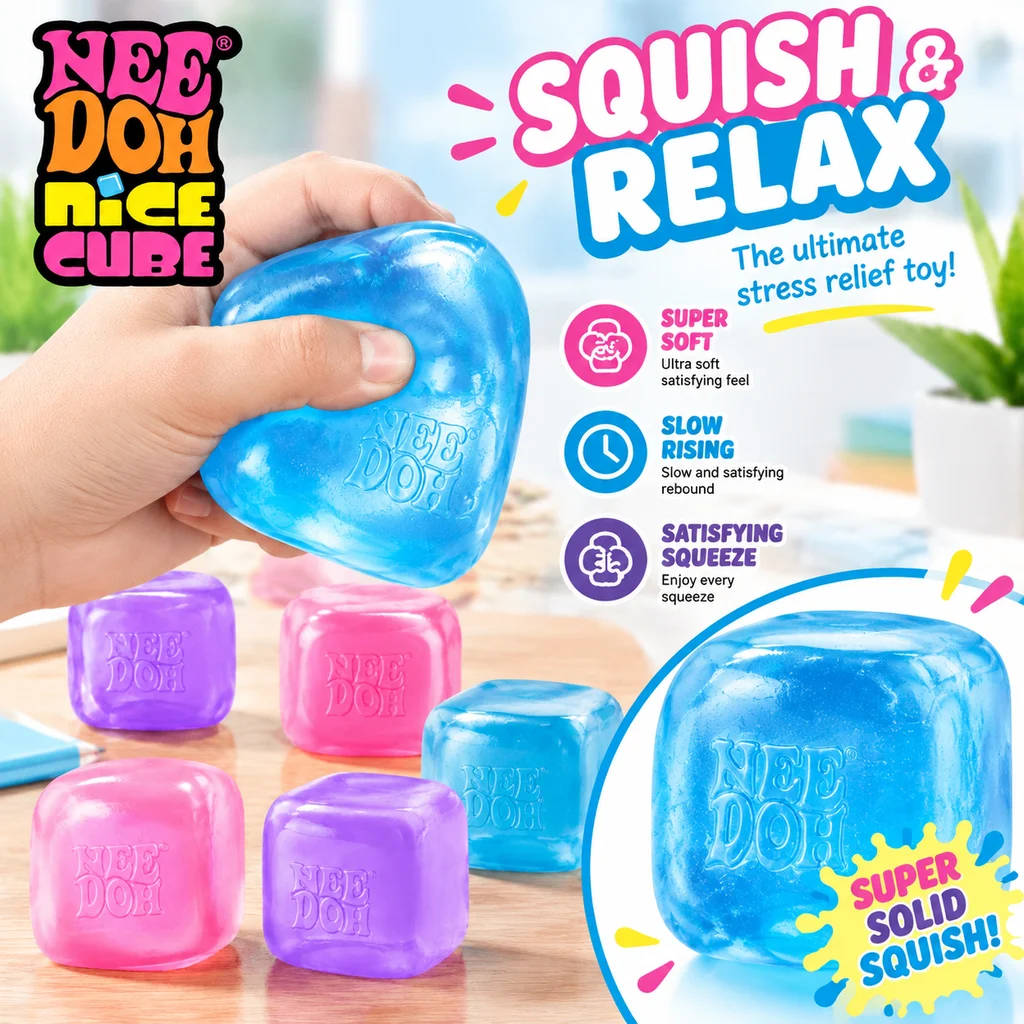 Soft Squishy NeeDoh Jellyfish Cube Fidget Toy Stress Relief Sensory Jelly Squeeze for Kids Adults Nee Doh Trending