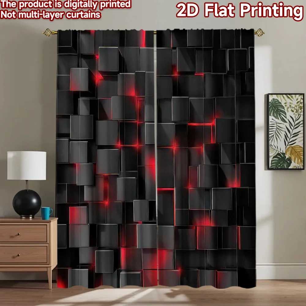 

1pc 2D flat Photography Backdrop Popular Scene Backdrop Black Cubes with Red 100% Polyester Birthday Party for Holiday