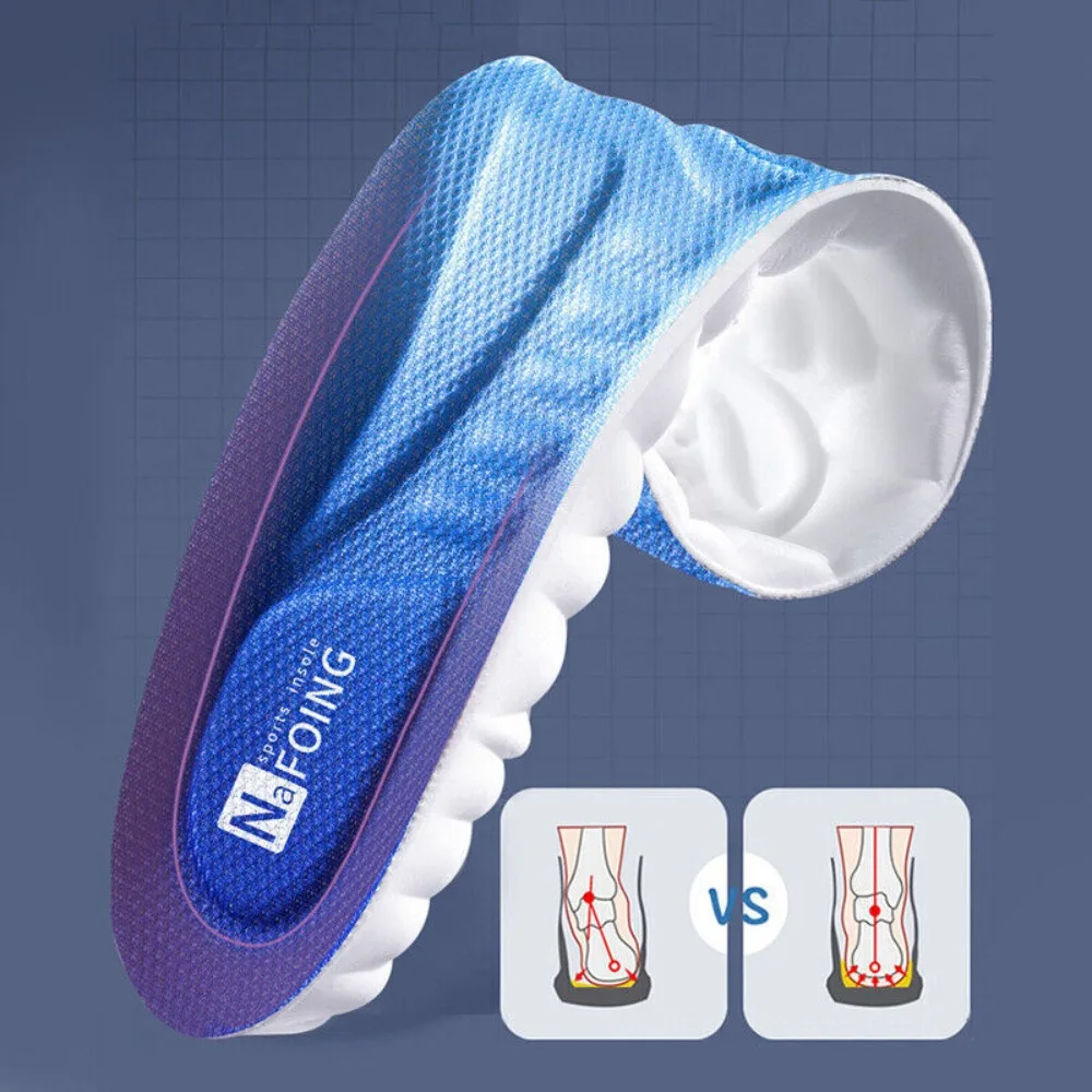 PU 4D Insole Breathable Technology Insoles Shock Absorption Care Insoles for Hiking Running Women Men