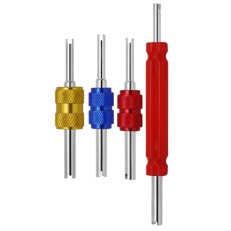 L8RC 4PCS CAR CAR CONODERAN VALVES CORES CORES เครื่องมือติดตั้งเครื่องมือซ่อมแซมชุดวาล์วชุดเครื่องมือกำจัดประแจ