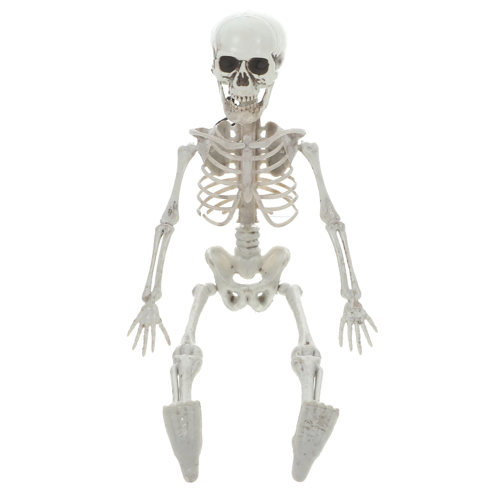 40CM Halloween Scary Movable Joint Props Happy Halloween Spooky Skull Frame Wall Hanging Decor(White )