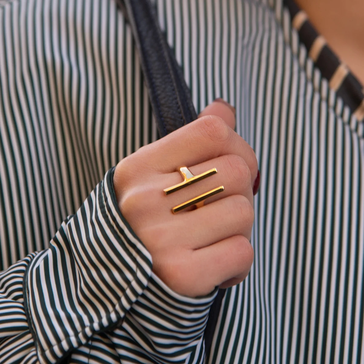 Yori New Stainless Steel Geometric Gold Line Adjustable Open Ring Smooth Metal Rust Proof Finger Jewelry Accessories