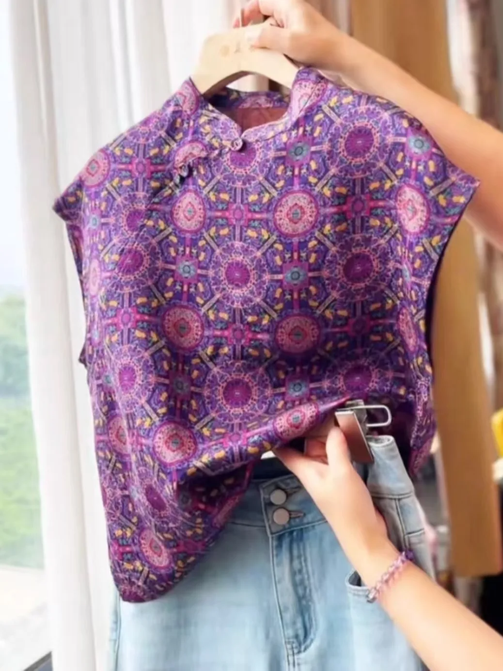 엘리 여름 여성용 슬림 베스트 탑 중국 전통 스타일 프리미엄 느낌 가벼운 2025년 신상 패션 트렌드