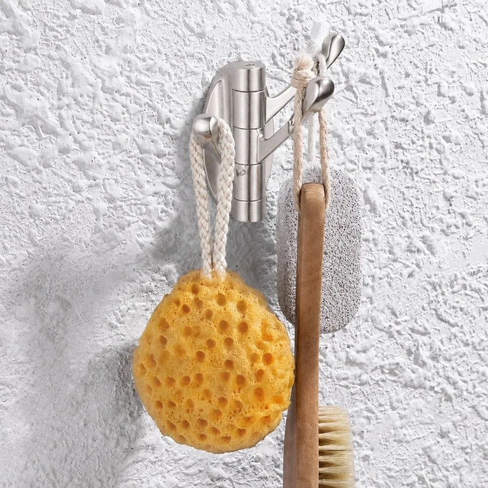 Zinc Alloy Swivel Coat Hook Triple Arms Rust Resistant Foldable Towel Hook Silver Screw Mount Robe Hook Holder