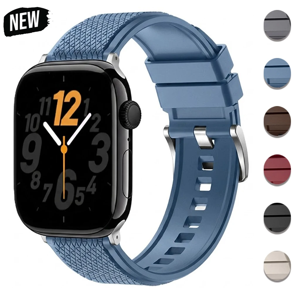 

High Quality Fluororubber Strap for Apple Watch Ultra 3/2 49mm 46 44 42 40 38mm Rubber Band for Iwatch S11 10 9 8 SE3 Sport Belt