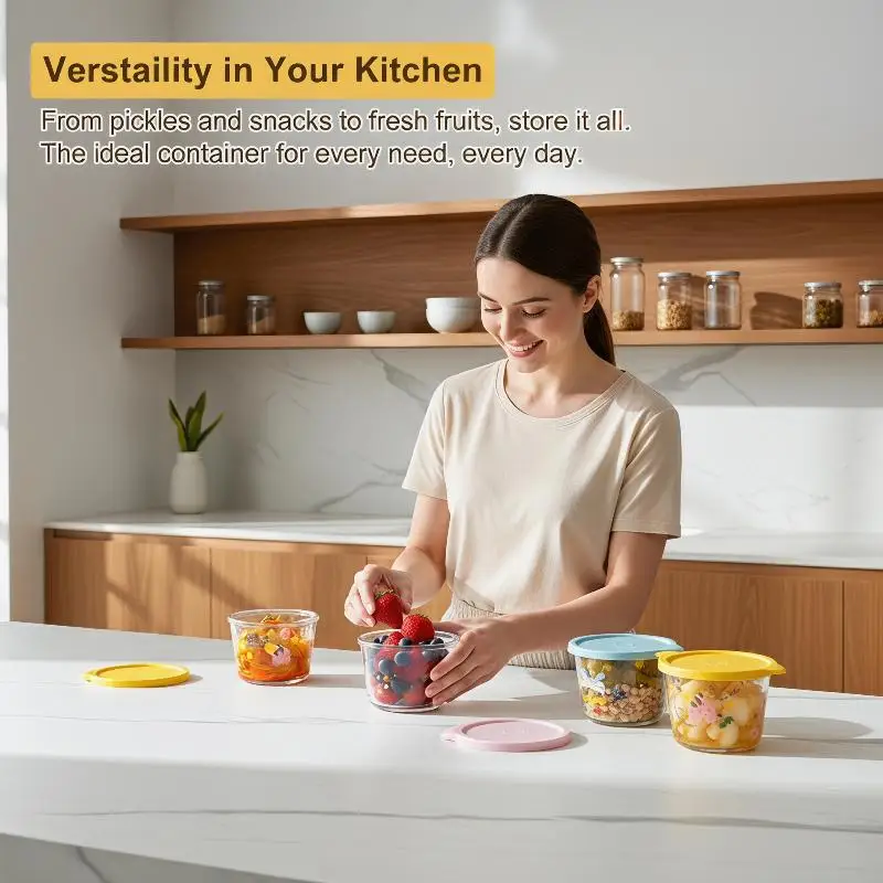 Multi-Purpose Glass Pickle Jar Airtight Sealed for Preserving Fruits Vegetables in Fridge or Kitchen Counter