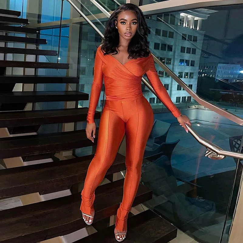 

Casual Women Jumpsuit Slash Full Sleeve Slim Bodycon Solid Color Sporty Party Night Clubwear Romper Women Jumpsuit Overalls