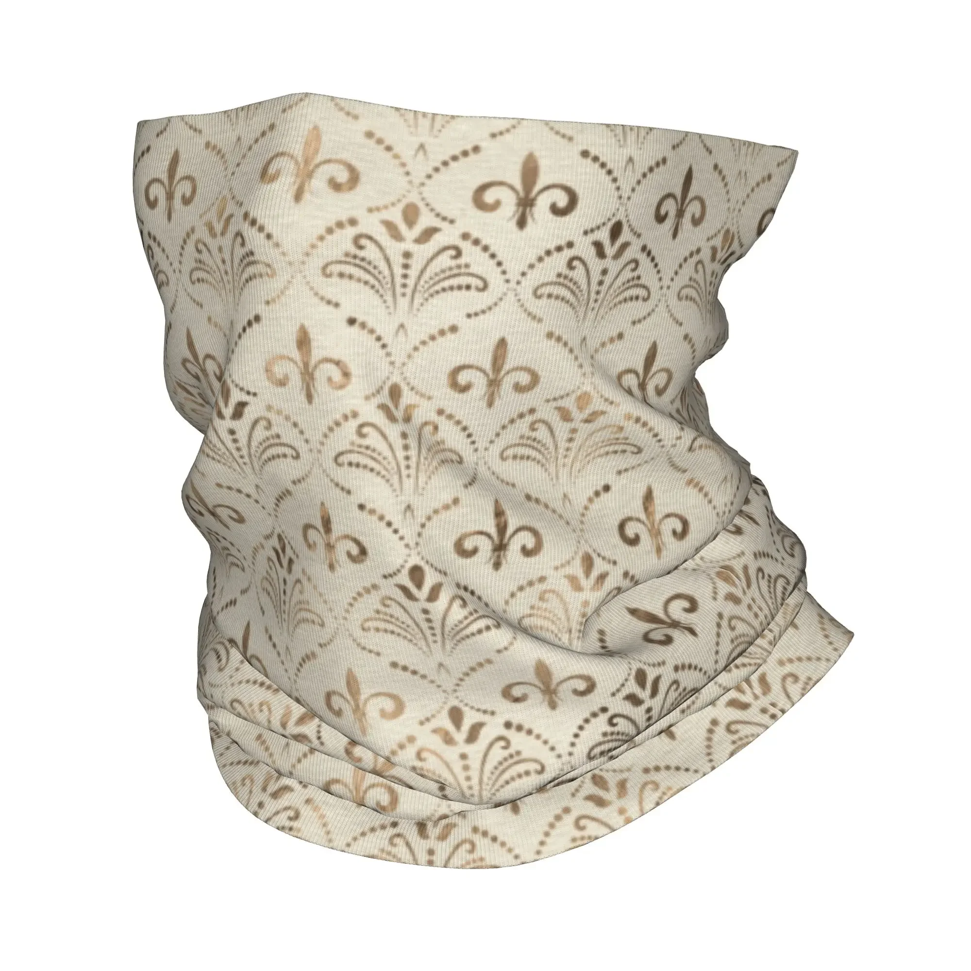 New Elegant Fleur-de-lis Pattern Winter Headband Neck Warmer Men Ski Camping Tube Scarf Lily Floral Fleur De Lys Face Bandana Ga