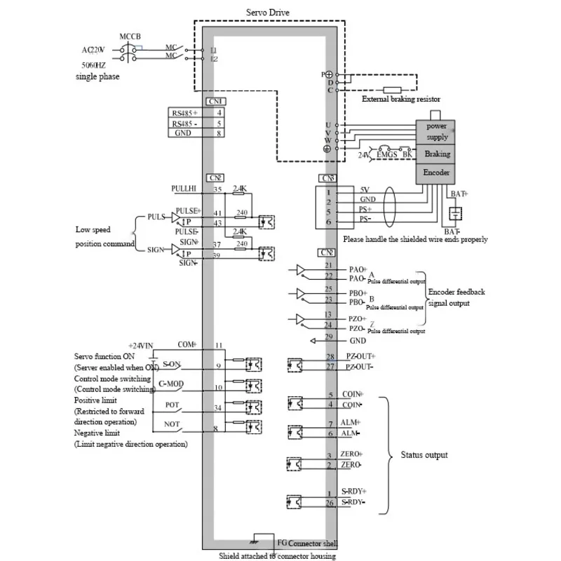 SD800 Ethercat 버스 서보 드라이브 400w 750w 850w 1kw 220V 재봉틀용 서보 모터 및 드라이브