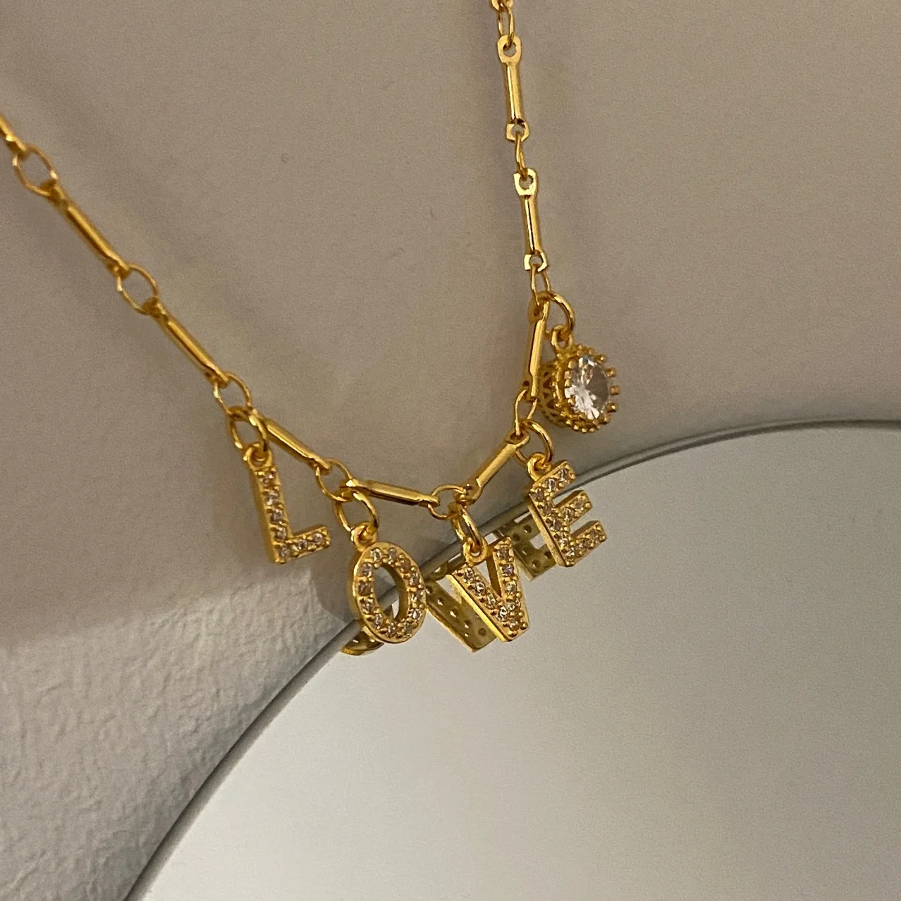 Brass AAA Zircon LOVE Heart  Necklace Women Jewelry Punk Designer Runway Rare Simply Gown Boho Japan Korean