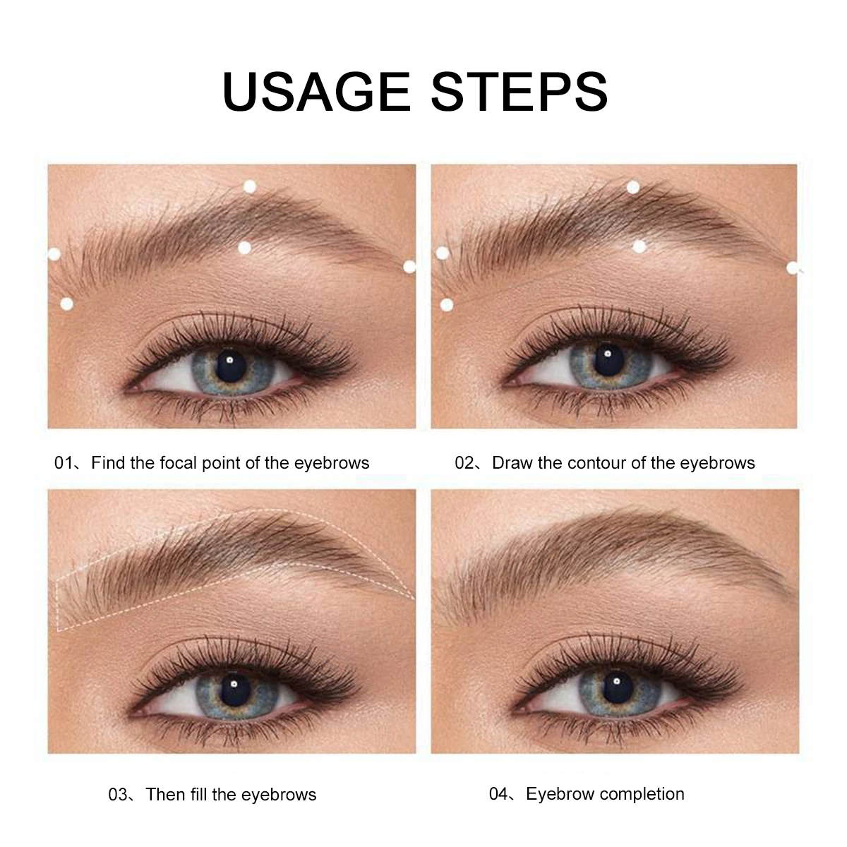 Palette de poudre à sourcils 3 couleurs avec brosse à sourcils-poudre à sourcils naturelle longue durée en forme de sourcil imperméable et résistante à la sueur
