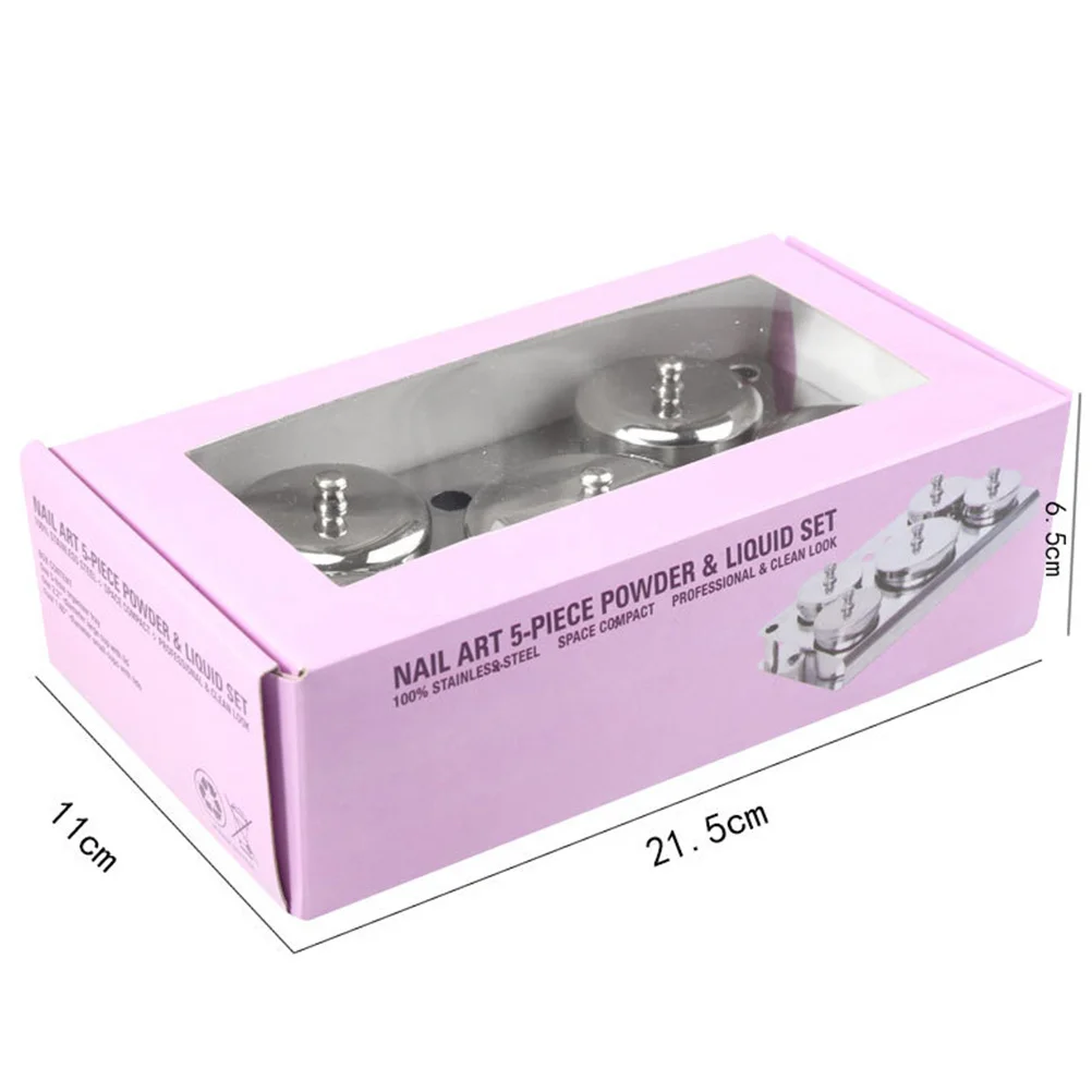5 個ネイルアートクリスタルカップポータブルミニコンテナアクリル液体粉末混合用プロフェッショナルサロン使用シルバー