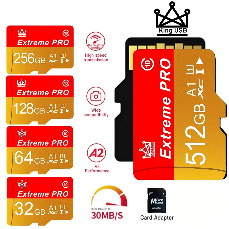 SD Cards TF Cards Micro TF SD Card Memory Card 32GB 128GB 256GB 64GB U1 C10 V30 A2 High Speed for Gaming Driving Recorder