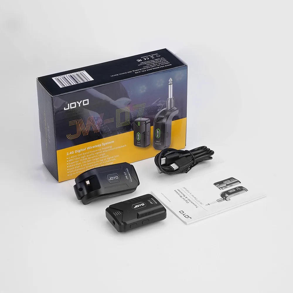 JOYO JW-07 2.4G Wireless In-ear Earphone Monitor System Low Latency Rechargeable Transmitter Receiver Support 12 Channel Banks