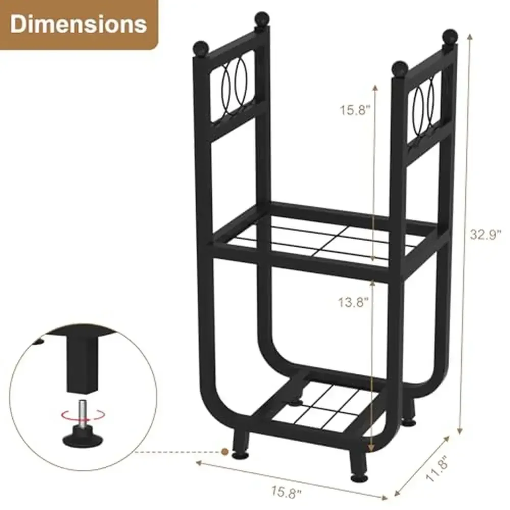رف الحطب في الهواء الطلق الثقيلة الصلب 2-Tier حامل مقاومة للصدأ المحمولة تخزين الموقد حفرة سهلة التجميع سعة 200 رطل
