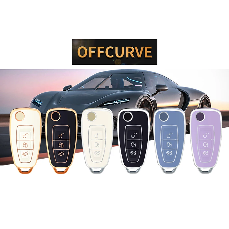 For Ford Ranger C-Max S-Max Focus Galaxy Mondeo Transit Tourneo Custom Ecosport Car Key Case Cover Fob Key Ring TPU Protector