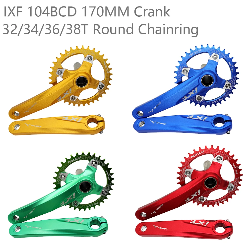 IXF Crank MTB Integrated Crankset Hollowtech 104BCD Crank Mountain Bike Connecting Rods 32/34/36/38T Round Chainring